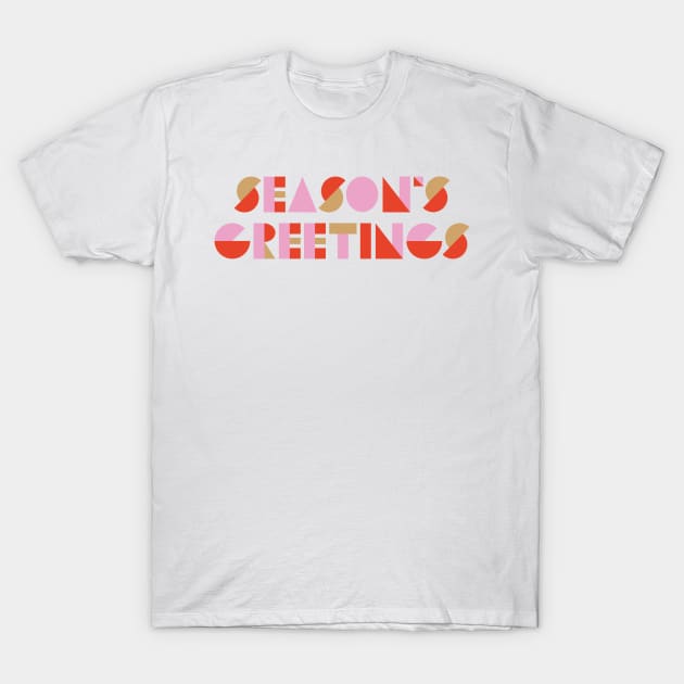 Cute Pink Seasons Greetings Christmas T-Shirt by Asilynn